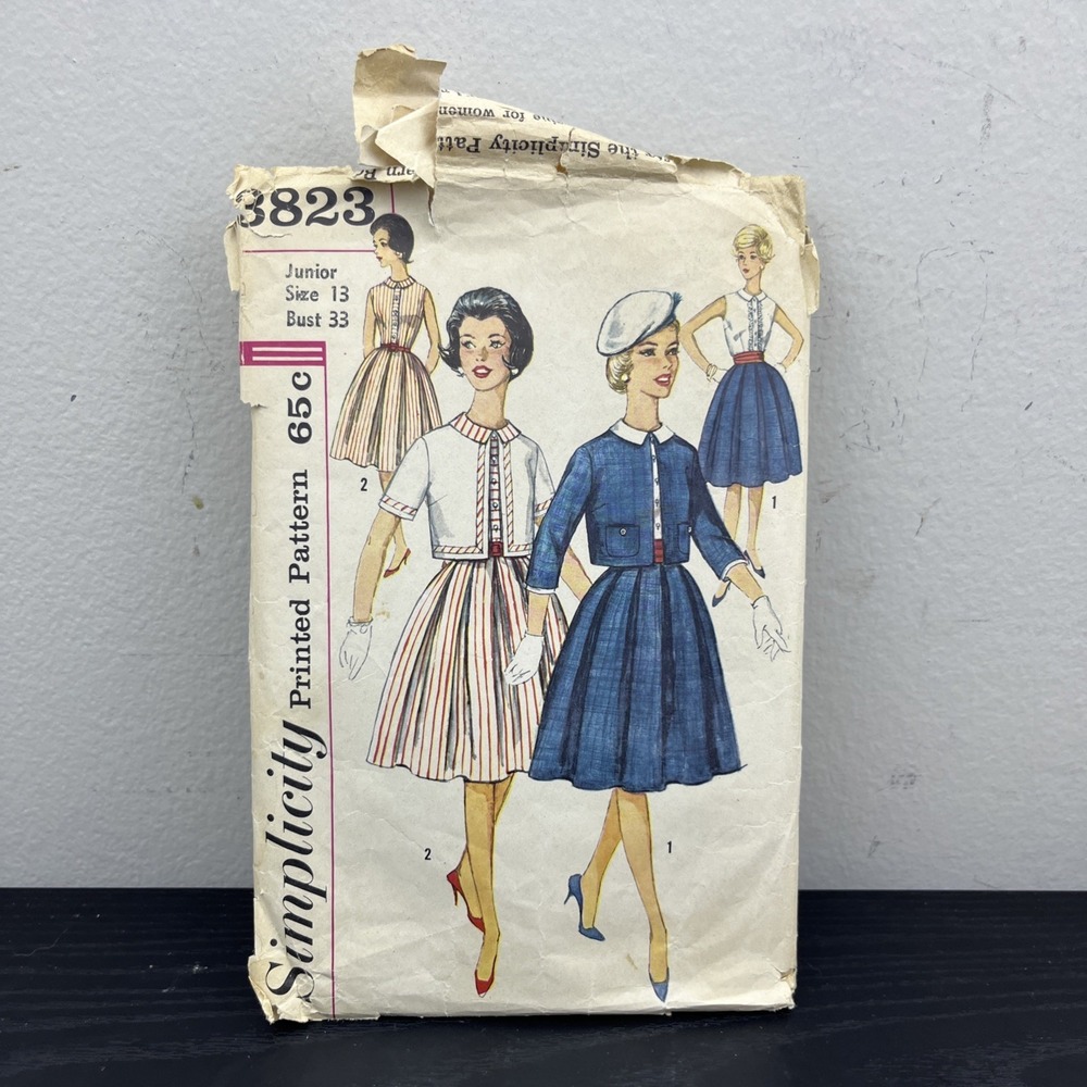 Simplicity Pattern Dress & Jacket w/Detachable Sleeve Trim & Cumberbund Size 13